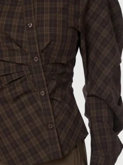 Neoella Check Skjorte, Dark Brown, 38