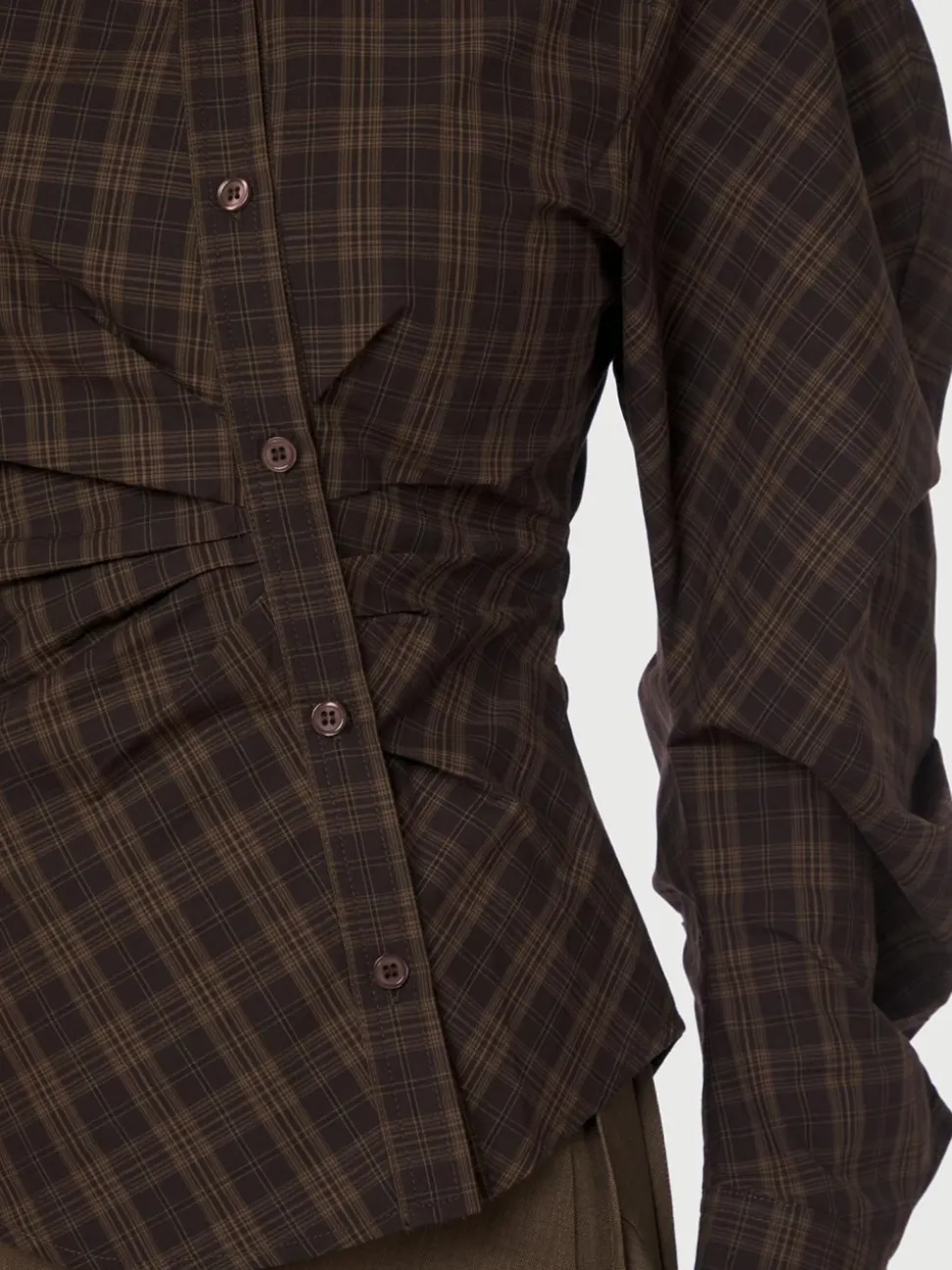 Neoella Check Skjorte, Dark Brown, 38