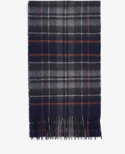 New Check Tarten Halstørklæde, Navy/Dark Ginger, One size
