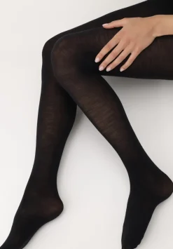 Nives Fine Wool Strømpebukser, Sort, L