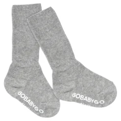 Non-Slip Cotton Strømper, Grey Melange, 23-26