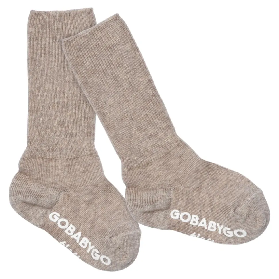 Non-Slip Cotton Strømper, Sand, 23-26