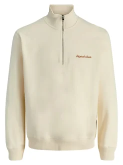 Norrebro Emb High Neck Sweatshirt, Antique White, 164 cm