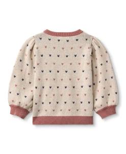 Nova Multi Heart Cardigan, Sandshell, 104 cm