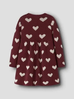 Oana Baby Knit Kjole, Burgundy Peyote Heart, 68 cm