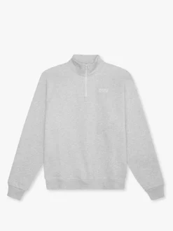 Organic Regular Half Zip Sweatshirt, Heather Grey, XL