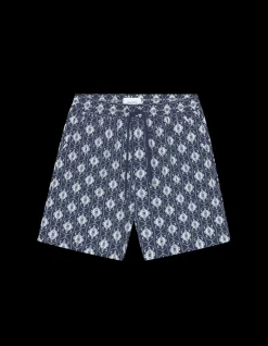 Ornament AOP Badeshorts, Dark Navy/Light Blue, XXL