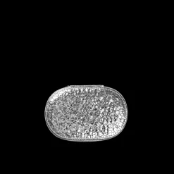 Oval Glitter Smykkeskrin, Silver