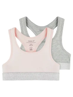 2-pak Bralette, Barely Pink/Grey, 116 cm