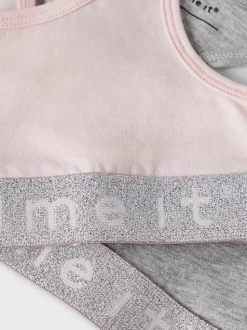 2-pak Bralette, Barely Pink/Grey, 116 cm