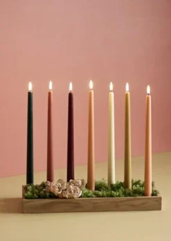 2-pak LED Kronelys, Wine Red