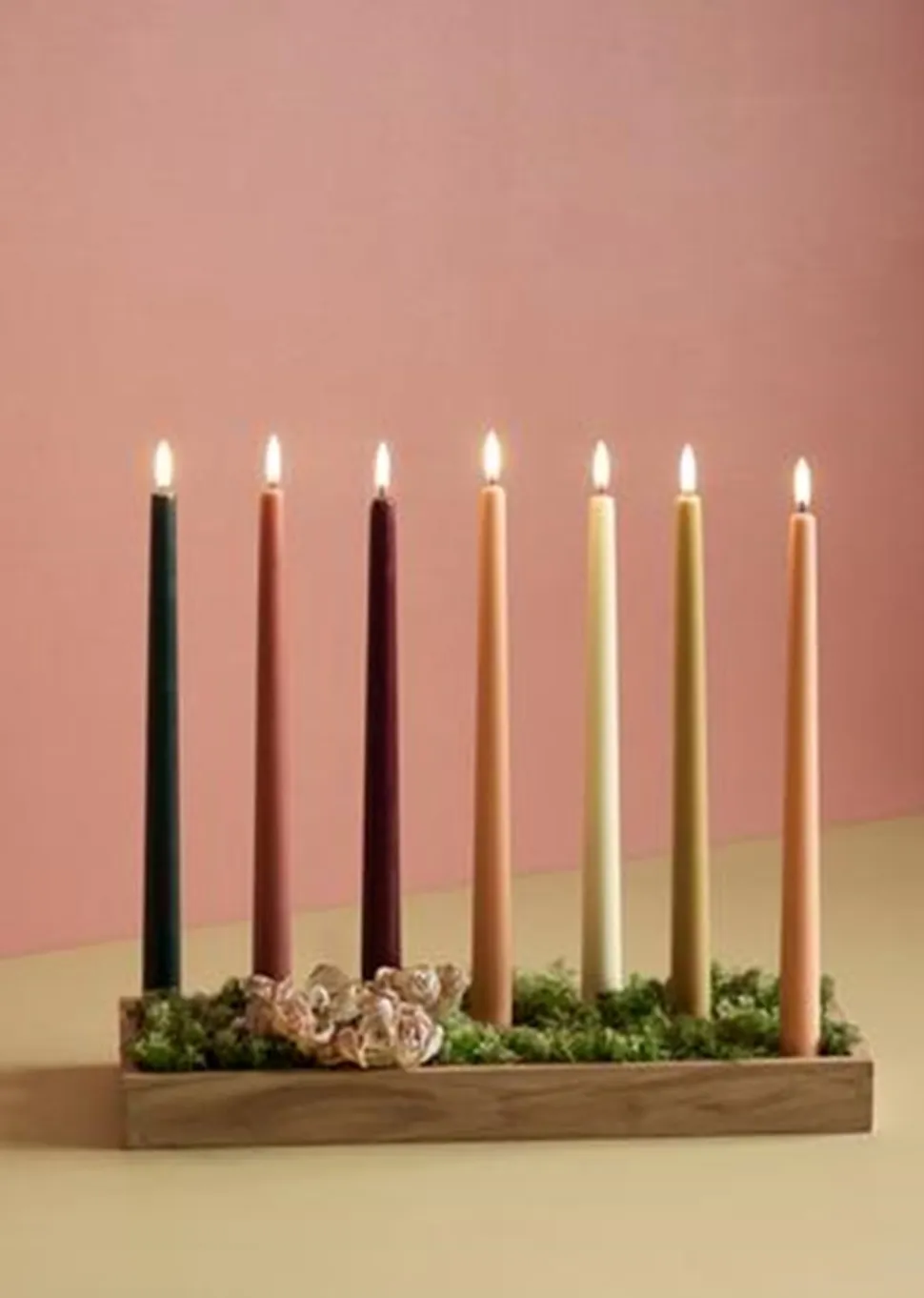 2-pak LED Kronelys, Wine Red