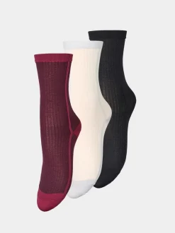 3-pak Strømper, Black/White/Fig, 37/39