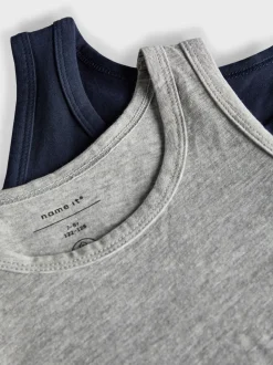 2-pak Tanktop, Grey Melange/Dark Sapphire, 134-140 cm