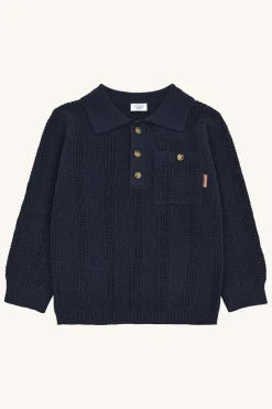 Pelle Structure Striktrøje, More Navy, 104 cm