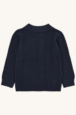 Pelle Structure Striktrøje, More Navy, 104 cm