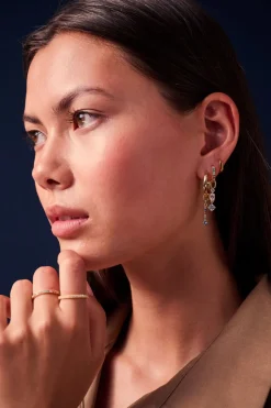 Pendolo Tre Ørerings Vedhæng, Guld/Hvid