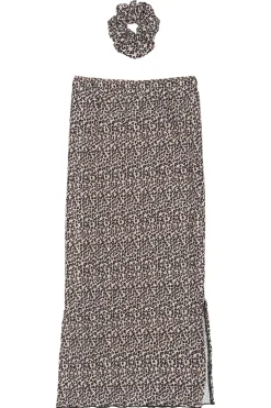 Pet Long Pleat Nederdel, Feather Gray AOP, 134-140