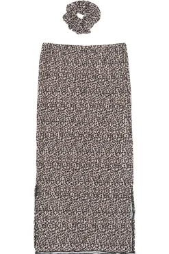 Pet Long Pleat Nederdel, Feather Gray AOP, 134-140