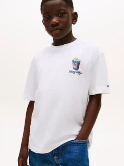 Photo Print Slub T-shirt, White, 152 cm