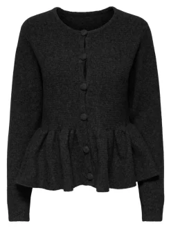 Piruet Peplum Cardigan, Black, XS