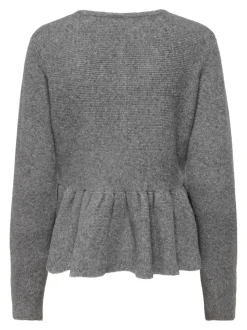 Piruet Peplum Cardigan, Light Grey Melange, M