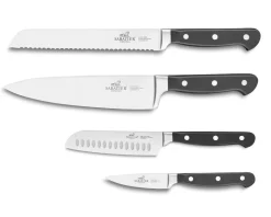 Pluto knivsæt, stål/sort, 4 dele