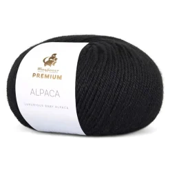 Premium Alpaca Garn, 008 Sort, 50 g