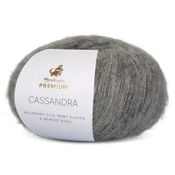 Premium Cassandra Garn, 008 Mørkegrå Melange, 25 g