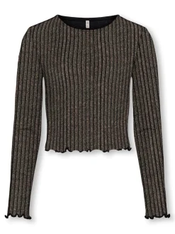 Queen Glitter Bluse, Black L.Gold/Silver/Wide Stripe, 158-164 cm