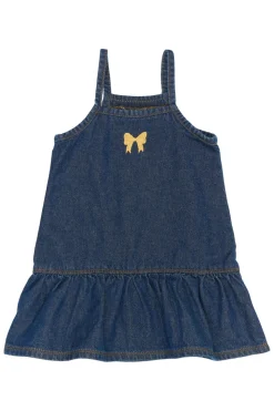Raya Strap Denim Kjole, Medium Blue Denim, 110 cm