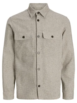 Rayle Melange Solid Overshirt, Ermine, M