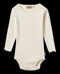 Regitze Langærmet Rib Body, Ivory, 68 cm