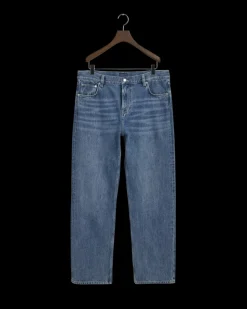 Relaxed Stone Washed Jeans, Mid Blue, 31