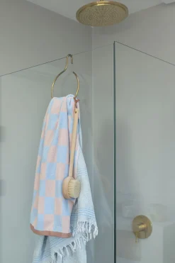 Retro Håndklæde, Lyseblå, 70x133 cm