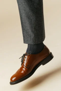 Ribbed Cotton Strømper, Charcoal, 43-46