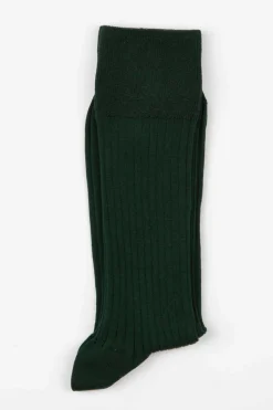 Ribbed Cotton Strømper, Forest Green, 43-46