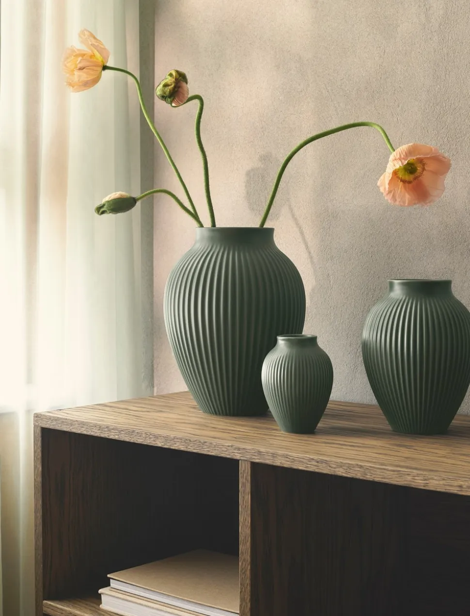 Riflet Vase, Mat Celadon Green