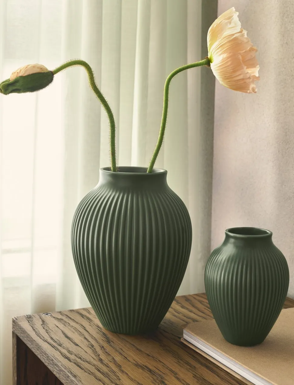 Riflet Vase, Mat Celadon Green