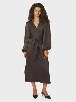 Rimini Heavy Sateen Kjole, Dark Brown, 38