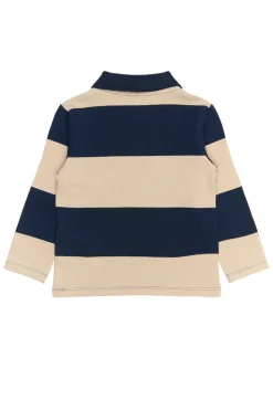 Rinon Pique Polo, Navy Blazer Striped, 98 cm