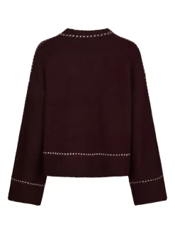 Roeme Knit Stitch Striktrøje, Wine, 38