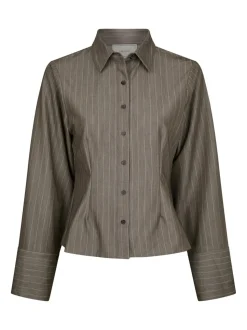Rosa Pinstripe Melange Skjorte, Dusty Brown, 38