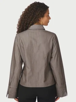Rosa Pinstripe Melange Skjorte, Dusty Brown, 38