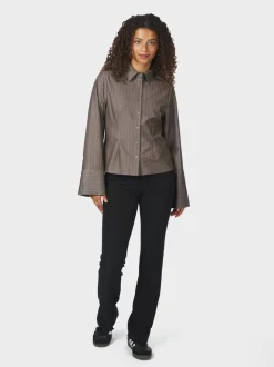 Rosa Pinstripe Melange Skjorte, Dusty Brown, 38