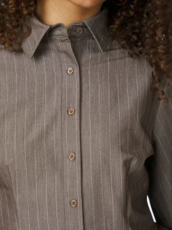 Rosa Pinstripe Melange Skjorte, Dusty Brown, 38