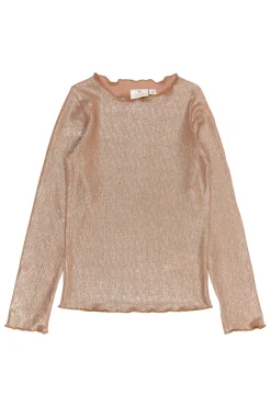 Rosalind Langærmet Glitter Bluse, Gold, 134-140 cm