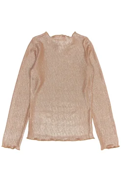 Rosalind Langærmet Glitter Bluse, Gold, 134-140 cm