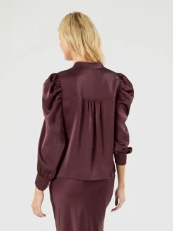Rosslyn Heavy Sateen Bluse, Burgundy, 38