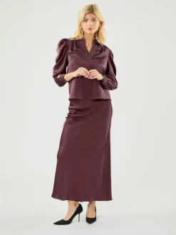 Rosslyn Heavy Sateen Bluse, Burgundy, 38